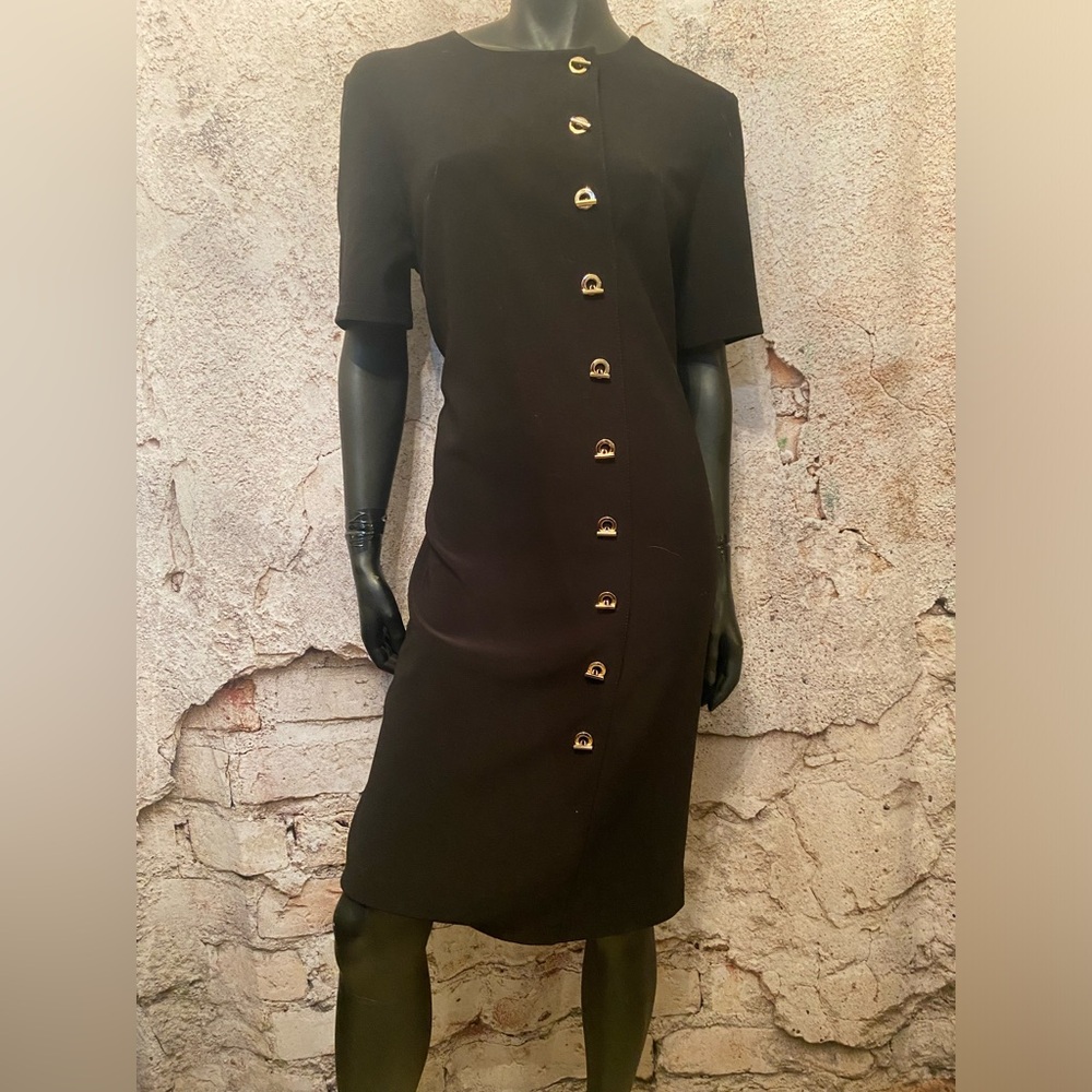 Joseph Ribkoff Black Gold Buttoned Dress